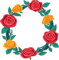 Rose wreath illustration, Floral wreath design ai generative png