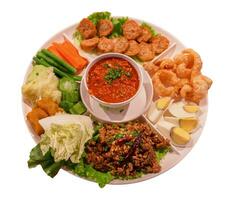 Thai appetizer set on white background photo