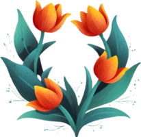 ramo de flores de tulipanes y flores en transparente antecedentes ai generativo png