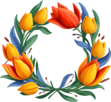 ramo de flores de tulipanes y flores en transparente antecedentes ai generativo png