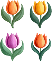 Strauß von Tulpen und Blumen auf transparent Hintergrund ai generativ png