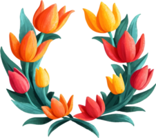 mazzo di tulipani e fiori su trasparente sfondo ai generativo png
