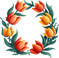 bouquet of tulips and flowers on transparent background ai generative png