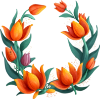 bouquet of tulips and flowers on transparent background ai generative png