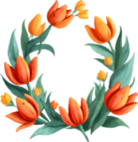 bouquet of tulips and flowers on transparent background ai generative png