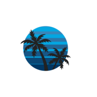 Retro palm tree with ,ulticolored sun shine png