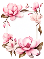 water color frame for flowers on transparent background ai generative png