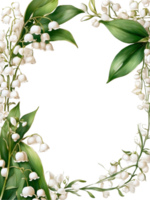 water color frame for flowers on transparent background ai generative png