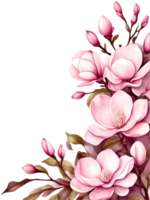 water color frame for flowers on transparent background ai generative png