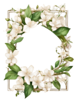 water color frame for flowers on transparent background ai generative png