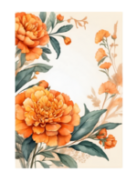 water color frame for flowers on transparent background ai generative png