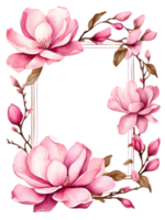 water color frame for flowers on transparent background ai generative png