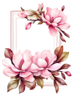 water color frame for flowers on transparent background ai generative png