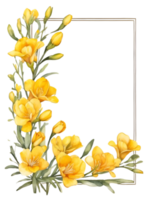 flowers border frame on a transparent background ai generative png