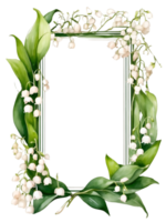 water color frame for flowers on transparent background ai generative png