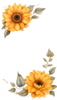 flowers border frame on a transparent background ai generative png