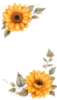 flowers border frame on a transparent background ai generative png