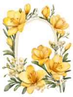 flowers border frame on a transparent background ai generative png