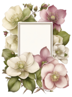 a water color frame with flowers on it png