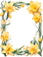 flowers border frame on a transparent background ai generative png