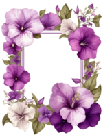 flowers and leaves in a square frame water color ai generative png