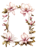 water color frame for flowers on transparent background ai generative png