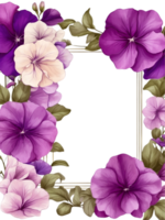 flowers and leaves in a square frame water color ai generative png