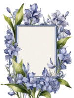 watercolor flowers with a square frame on a transparent background ai generative png