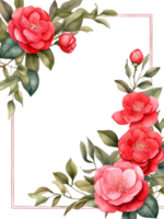 watercolor flowers with a square frame on a transparent background ai generative png