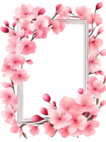 watercolor flowers with a square frame on a transparent background ai generative png