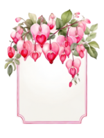 watercolor flowers with a square frame on a transparent background ai generative png