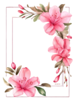 watercolor flowers with a square frame on a transparent background ai generative png