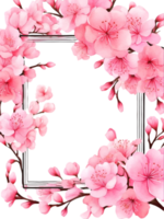 watercolor flowers with a square frame on a transparent background ai generative png