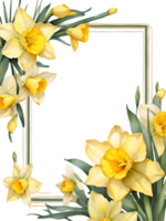 watercolor flowers with a square frame on a transparent background ai generative png