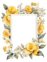 flowers and leaves in a square frame water color ai generative png