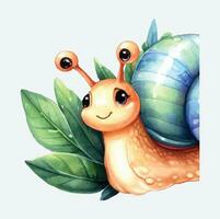 AI generated Cute Snails Watercolor PNG Sublimation vector