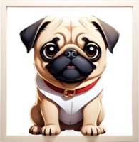 cartoon pug dog  on transparent background ai generative png