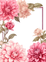 flowers border frame on a transparent background ai generative png