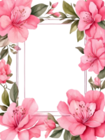 watercolor flowers with a square frame on a transparent background ai generative png