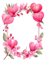 watercolor flowers with a square frame on a transparent background ai generative png