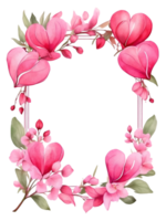 watercolor flowers with a square frame on a transparent background ai generative png