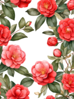 watercolor flowers with a square frame on a transparent background ai generative png