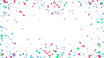 Abstract celebration party with falling paper confetti transparent elements decoration png