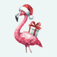 watercolor Flamingo Christmas Vector file