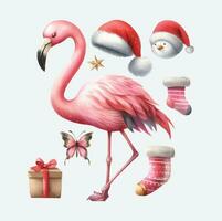 watercolor Flamingo Christmas Vector file