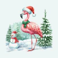 watercolor Flamingo Christmas Vector file