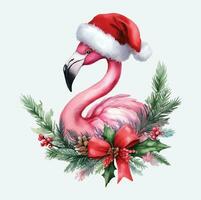 watercolor Flamingo Christmas Vector file