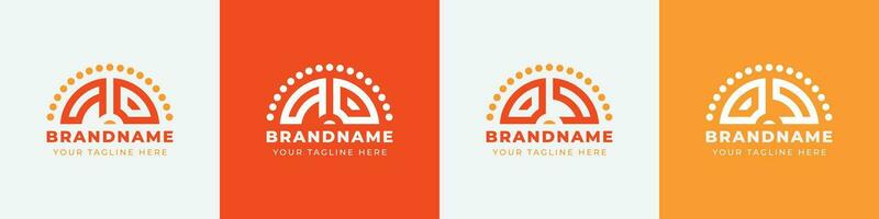 Letter OQ and QO Sunrise  Logo Set, suitable for any business with OQ or QO initials. vector
