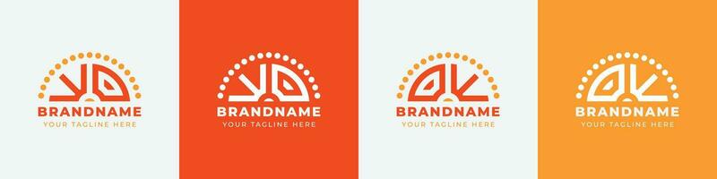 Letter OW and WO Sunrise  Logo Set, suitable for any business with OW or WO initials. vector