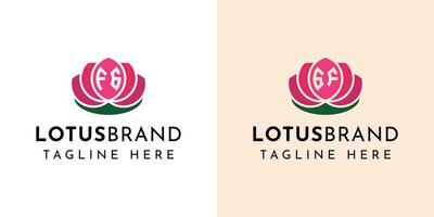 Letter FG and GF Lotus Logo Set, suitable for business related to lotus flowers with FG or GF initials. vector